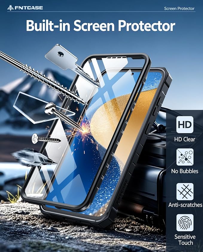FNTCASE for 11 Pro XL Case Rugged Kickstand 2 Front Frames Black | Built-in Screen Protector 20FT Military-Grade Drop Protection Rugged Heavy Duty Shockproof Full Body Protective Cover