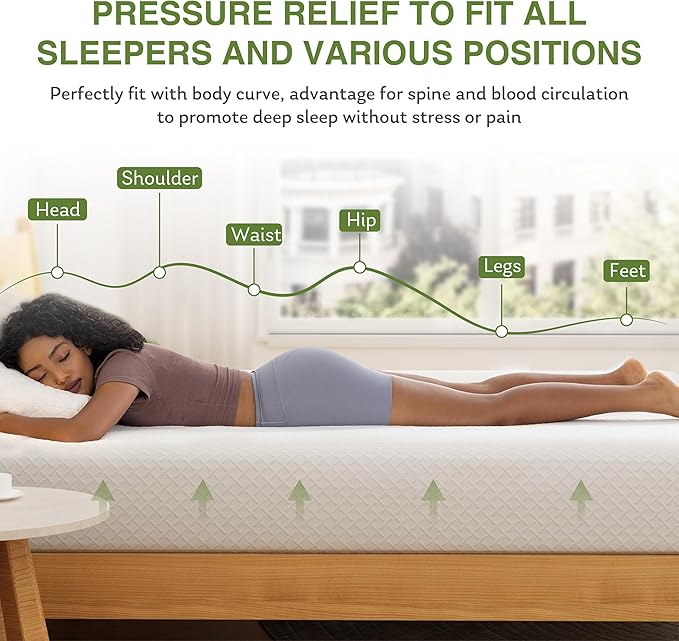 EGOHOME Full Size Memory Foam Mattress, 12 Inch Bed Mattress in a Box with Cooling Green Tea Gel, Relieve Pressure with Medium Support, CertiPUR-US Certified, 75''L x 54''W, White