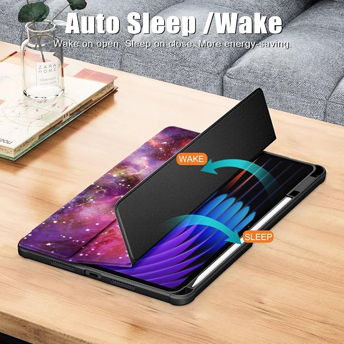 Case Compatible with Xiaomi pad 7/7 Pro 11.2 2024Slim Drop Protection Tri-Fold with Hard Shell Transparent Back and Pen Holder Stand Smart Cover with Auto Wake/SleepBlack