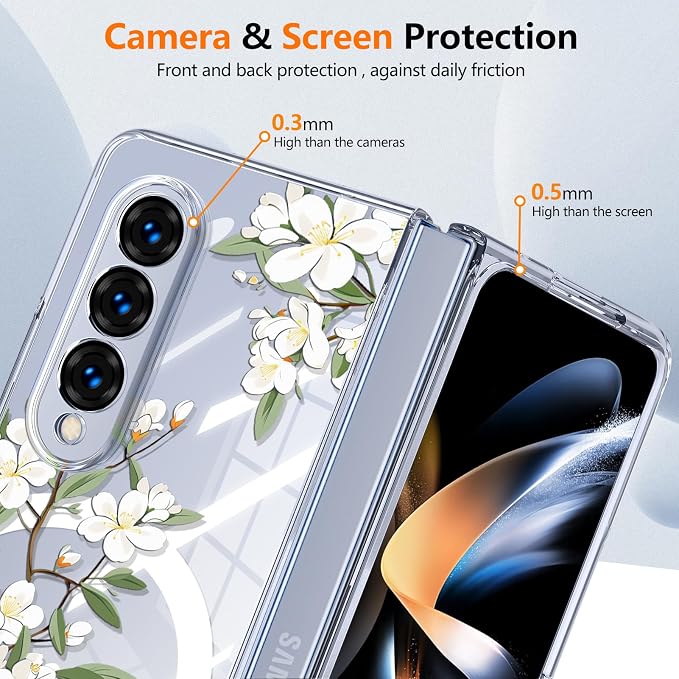 for Galaxy Z Fold4 CaseBuilt-in Magnet CircleWireless Charging | Military-Grade Shockproof case Cover for Samsung Galaxy Z Fold4Anagallis