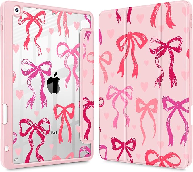 May Chen for iPad 9th Generation with Pencil Holder iPad 8th/7th Gen Case 10.2-inch [Penceil Holder] Trifold Stand Auto Wake/Sleep Clear TPU Protection Back Cover Ballet Shoes