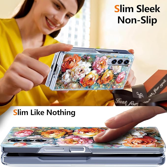 for Galaxy Z Fold4 CaseBuilt-in Magnet CircleWireless Charging | Military-Grade Shockproof case Cover for Samsung Galaxy Z Fold4Anagallis