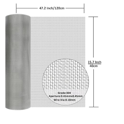 304 Stainless Steel Mesh Screen#40Mesh -Size:15.7"x47.2",