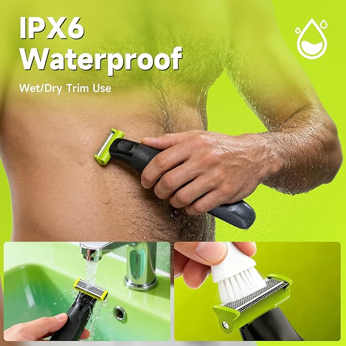 SEIHAI Body Hair Trimmer for Men, Painless Electric Beard Trimmer, Groin Trimmer for Pubic Hair, Chest, Legs, Bikini, Waterproof & USB-C with Self-Sharpening Blade Technology, with 6 Combs