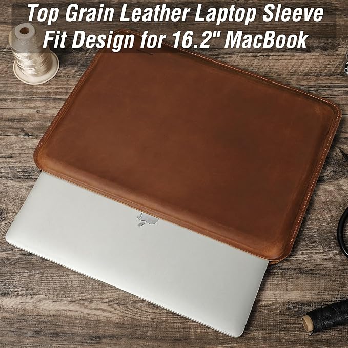 Top Grain Leather 12.9 Tablet Sleeve Slim Protector Vintage Design Fully Handmade Compatible with 12.9 iPad Pro 3/4/5/6 Gen Fits A2233 A2069 A2378 A2379 A2461 A2462 Coffee 12.9 Inch