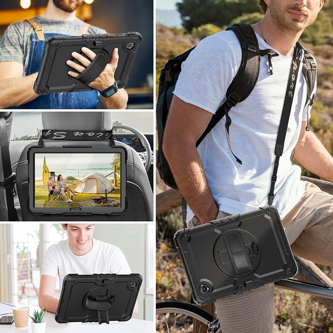 HXCASEAC Case for Samsung Galaxy Tab S6 Lite 10.4 inch Protective with Screen Protector/Hand Strap/S Pen Holder Shockproof S6 Lite Tablet Case 2024/2022/2020 SM-P610 SM-P613 SM-P620 - Black