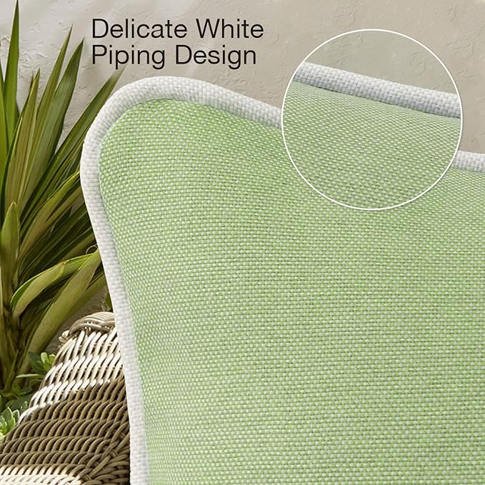 Decorative Outdoor Water Repellent Throw Pillows with Inserts, Set of 4, 20" x12" Pillows for Patio, Backyard, Bed, Couch, and Patio Furniture, Seaweed Green