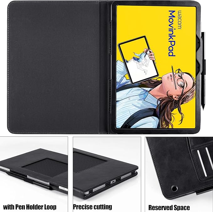 Case for Wacom MovinkPad 11 TabletDark Blue | Multiple-Angles Viewing StandPremium PU Leather Protective Cover with Pen Holder Loop