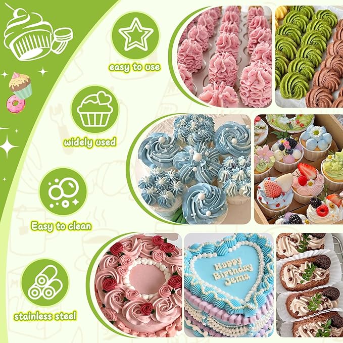 FANTEXY Dessert Decorating Syringe Set, Stainless Steel Icing Piping Kit