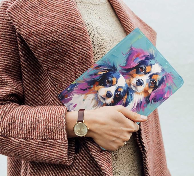 Case for Samsung Galaxy Tab S10 Plus 2024/ S9 Plus/ S9 FE Plus 5G 12.4 Inch 2023 Slim PU Leather Stand Folio Cover with Auto Wake Sleep Abstract Paint Dogs