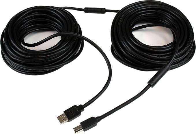 StarTech 30ft Active USB 2.0 Cable USB-A to USB-B Black (USB2HAB30AC) | Printer cable Cord Extension Male to Male Built-in equalizing chip for 30ft USB 2.0 connections