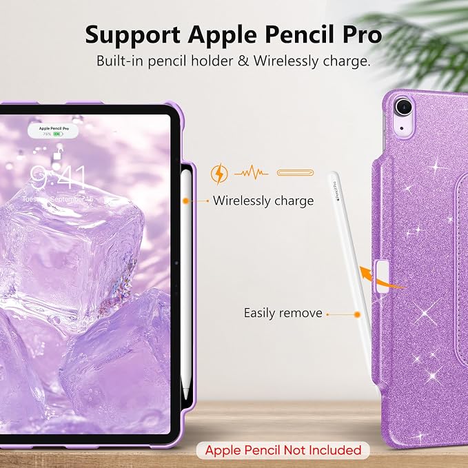 Fintie Rotating Case for iPad Air 13-inch M4/M3/M2 (2026/2025/2024) | 360° Swivel Stand Landscape &amp Portrait Viewing Shockproof Protective Cover Pencil Holder Auto Sleep/Wake Black