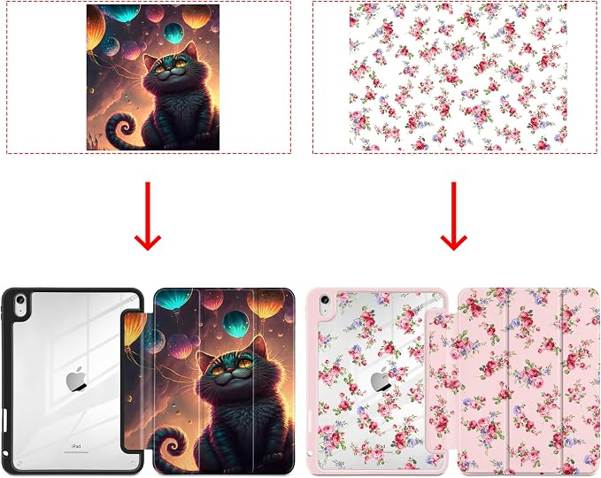 Case for iPad (A16) 11th Generation 11 inch 2025 /iPad 10th Gen 10.9 2022 - Aesthetic Cute Preppy Design Trifold Cover with Soft TPU Bumper Clear Back Auto Sleep/Wake Waves