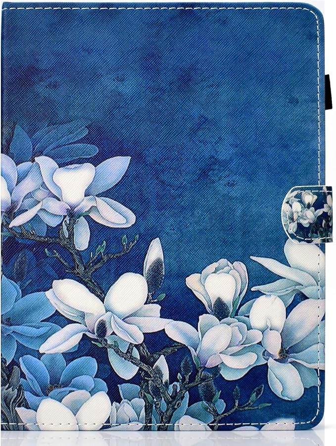 Universal 7 Inch Tablet Case Techcircle Ultra Slim Lightweight PU Leather Stand Folio Flip Wallet Protective Shell Case [Card Slots] [Magnetic Closure] for All 7 Android Tablet PC Cherry Blossom