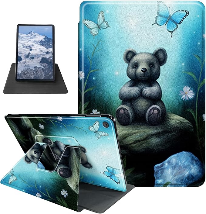 American Flag Deer Pattern Case for All-New Amazon Kindle Fire 7 Inch Tablet (9th/7th/5th Generation 2019/2017/2015 Release)360 Degree Rotating Stand Protective Cover with Auto Sleep/Wake