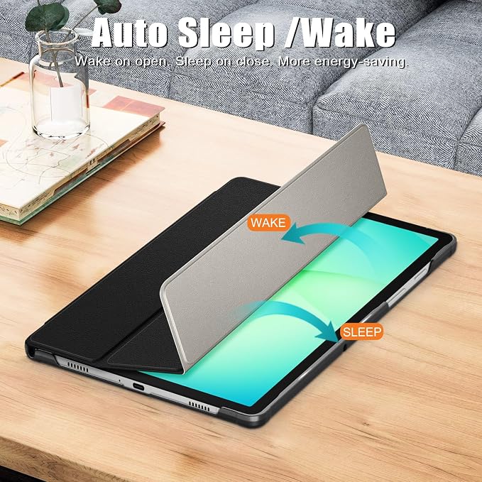 Gylint Folding Folio Stand Case for Galaxy Tab A11+ Plus/A9+ Plus 11 Inch Ultra-Thin PU Leather Smart Cover with Auto Wake/Sleep Black