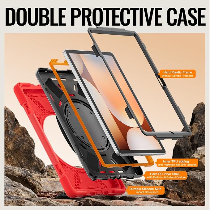 Lunivop Tablet Case Compatible with Samsung Galaxy Tab A11 Plus Case 11 Inch 2025 with 360° Rotating Stand Military - Grade Heavy Duty Protection Cover for Samsung Tab A11+ Plus Black