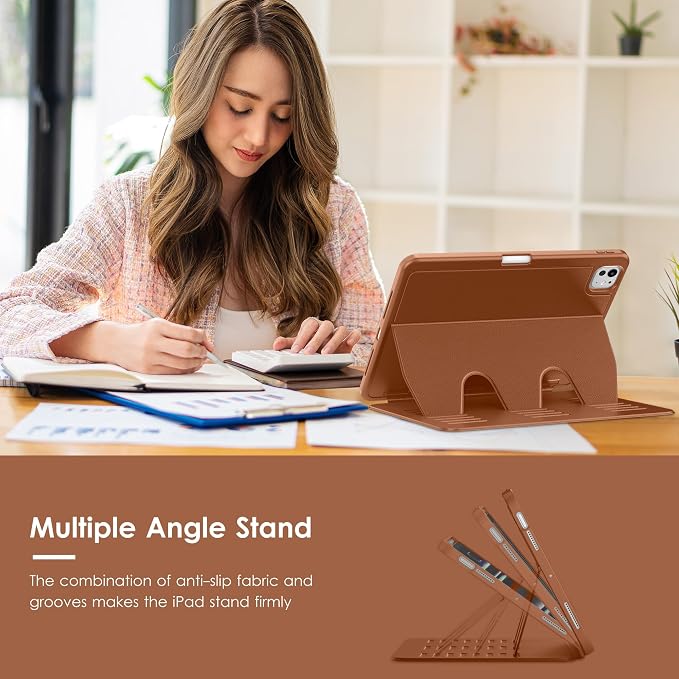 VIKESI Case for iPad Pro 11 inch (M5/M4) 2025/2024Multiple Angles Magnetic Stand CoverShockproof BackPencil Holderand Auto Sleep/WakeBlack