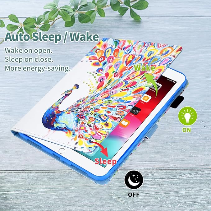 Case for iPad 9th/8th/7th Generation iPad 10.2 Case (2021/2020/2019 Model iPad 9/8/7 Case) PU Leather Folio Folding Stand Cover for iPad 10.2 inch Auto Wake/Sleep Hummingbird