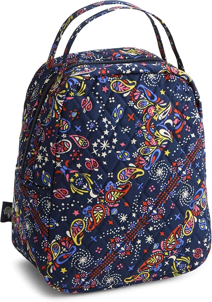 Premium Cotton Lunch Bag, Starry Paisley, One Size