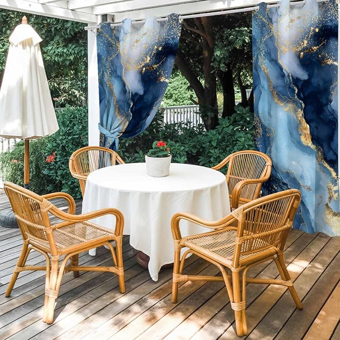 Marble Texture Outdoor Curtains