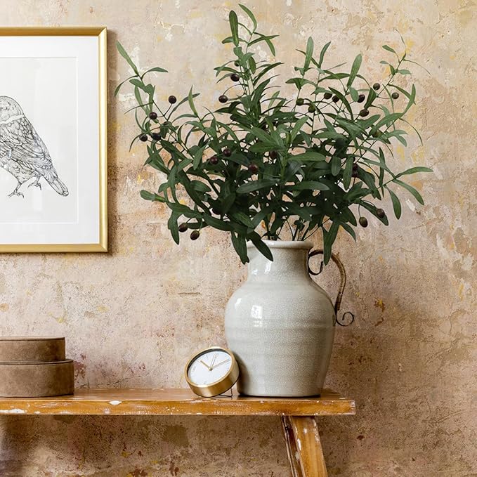 Leftover 6PCS 38 Inch Faux Olive Branches for Vase,Artificial Olive Tree Branches,Eucalyptus Stems,Fake Plant,Faux Greenery Stems for Centerpieces,Home Decor&Wedding Decor