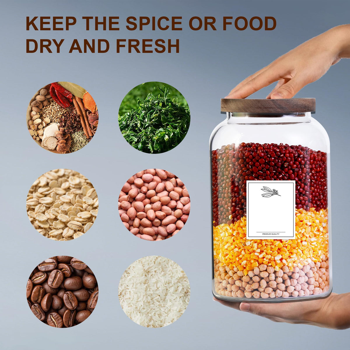 COBKSXUEP Two 2.7L Large Capacity Transparent Glass Sealed Jars with Lids.Food Storage Jars,Used for Various Food Preservation Jars,Such As Coffee,Rice,Flour,Sugar,Spices,Beans,and Grains