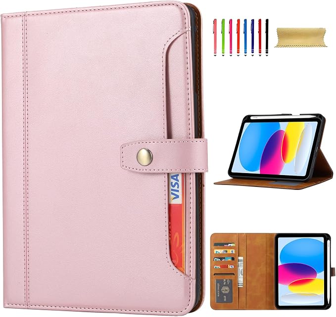 Flip Case for Apple iPad 10.2 9th 8th 7th Generation 2021/2020/2019 Pencil Holder Smart Cover Auto Sleep Wake Protective Documents Pocket Stand Snap Closure Case for iPad 10.2 Inch Black