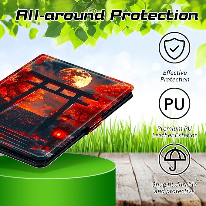 for Walmart Onn 10.1 2024 Onn 10.1 Gen 4 Universal Tablet Case 360 Degree Rotating Kickstand Protective Stand Case with Multiple Viewing PU Leather Shell Case Black Book Cat