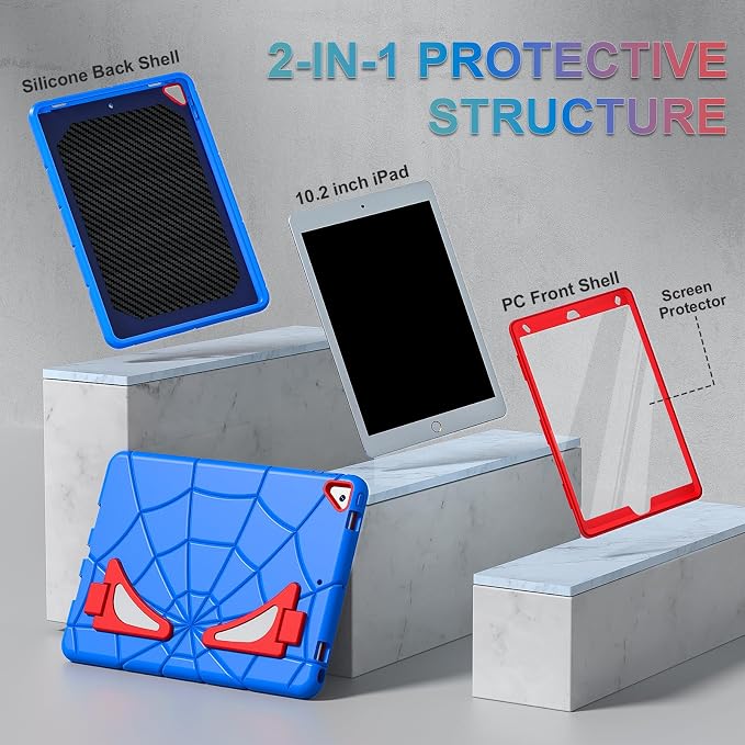Nitupai Case for iPad 10.2 Case iPad 9th / 8th / 7th Generation Gen Case Heavy Duty Shockproof Rugged Protective Cover 10.2 Inch with Stand Black+Black