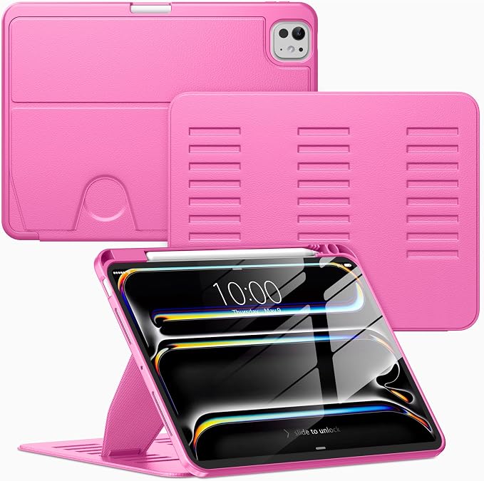 VIKESI Case for iPad Pro 11 inch (M5/M4) 2025/2024Multiple Angles Magnetic Stand CoverShockproof BackPencil Holderand Auto Sleep/WakeBlack