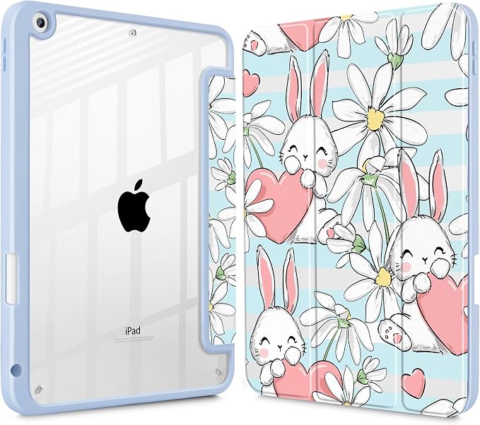 May Chen for iPad 9th Generation with Pencil Holder iPad 8th/7th Gen Case 10.2-inch [Penceil Holder] Trifold Stand Auto Wake/Sleep Clear TPU Protection Back Cover Ballet Shoes