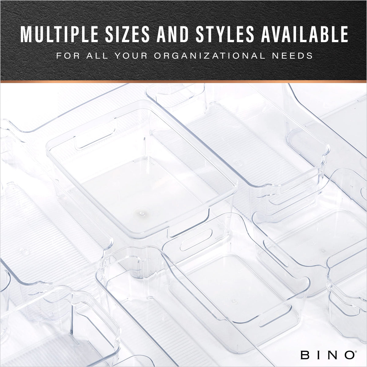 BINO | Plastic Storage Bins, Medium - 2 Pack | THE LUCID COLLECTION | Multi-Use Built-In Handles | BPA-Free | Clear Storage Containers | Fridge Organizer | Pantry & Home Organization