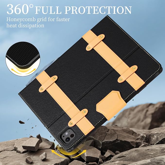 Case for iPad mini 7 (A17) ProiPad mini 7th/6th Gen (2024/2021) | Microfiber Leather Folio Cover with Adjustable Multi-angle StandAuto Sleep/WakeShockproof Protection CaseBlack