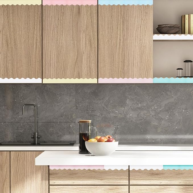 VEVOR Bulletin Board Borders, 6 Rolls 32.8 Feet Scalloped Bulletin Board Borders, Boho Rolled Border Trim with Wavy Line Design, Colorful Pastel Borders for School Classroom Party & Wall Decoration