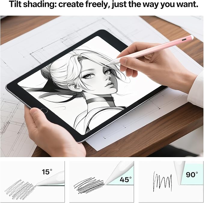 Stylus Pen for iPad Pro with Fast Charging Tilt Function Palm Rejection | Compatible with iPad 2018-2025: Works with iPad Pro Air Mini and iPad models for writing drawing and note-taking