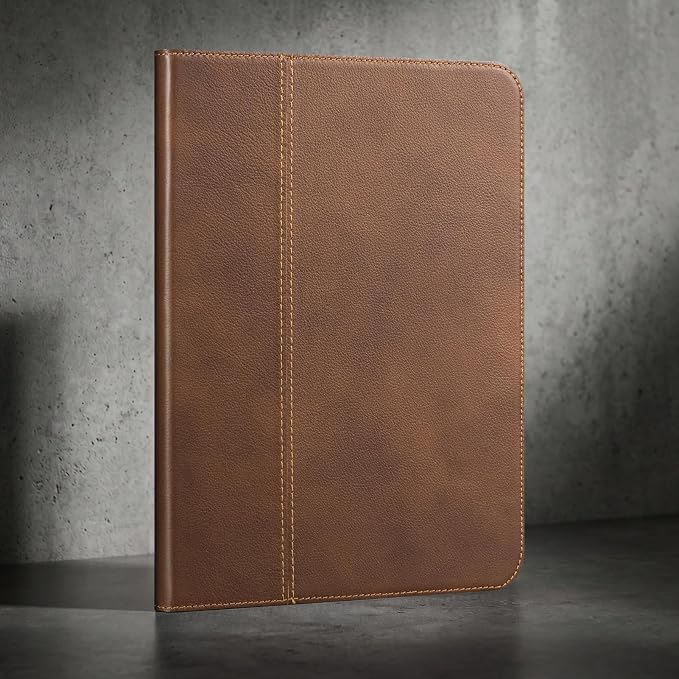 Leather Case for iPad A16 11th 11 2025 and iPad 10th 10.9 2022 | Genuine Full Grain Leather Folio CoverSmart Protective ShellShockproof &amp Drop-ProofAuto Wake/Sleep.Dark Brown