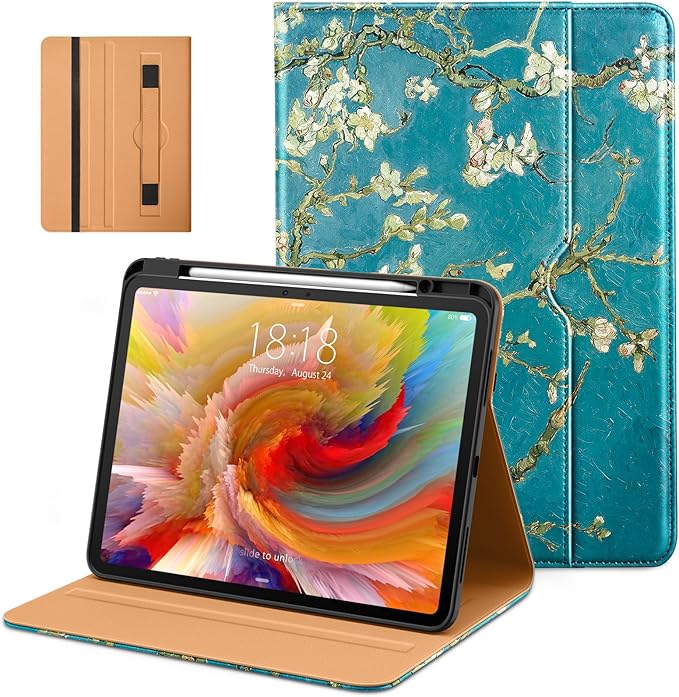 DTTO for iPad Pro 13 Inch Case (M5) 2025 / (M4) 2024 Brown | Premium Leather Business Cover with Pencil Holder Hand Strap &amp Pocket Corner Protection Auto Sleep/Wake Multiple Angles