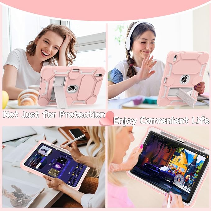 Case for iPad 11 11th Gen (A16) 2025 &amp 10th Gen 2022 10.9 Purple+Green | Kickstand | With Pencil Holder | Drop-Proof Silicone+Hard Shell | Raised Edge Protects Screen&ampCamera | Heavy Duty Pr
