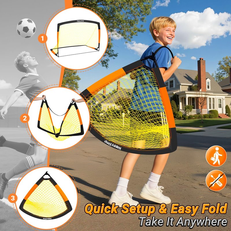 Happy Jump Soccer Goal Soccer Net for Kids Backyard 5x3.6ft, 2 Set