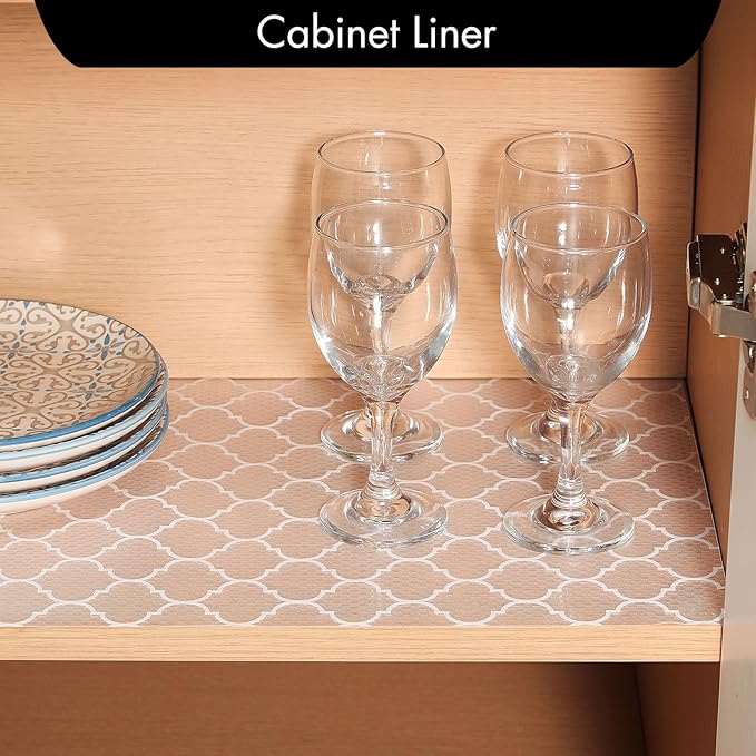 Cooyes Shelf Liner for Kitchen Cabinets – Non-Adhesive Waterproof Drawer Liner – Durable EVA Material Easy-to-Cut Shelf Paper for Refrigerator, Cupboard, Dresser with Modern Pattern (17.7"W x 78.7"L)