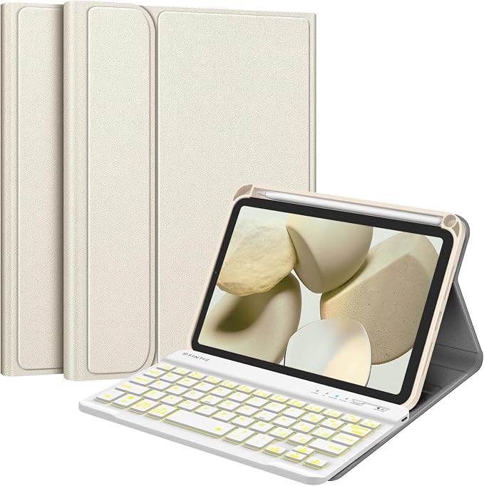 FINTIE Keyboard Case for iPad mini 7th Generation (A17 Pro) / mini 6 8.3 | Detachable Magnetic Bluetooth Keyboard Soft TPU Cover Multi-Angle Viewing Pencil Holder Backlight/Fantasy Ombre