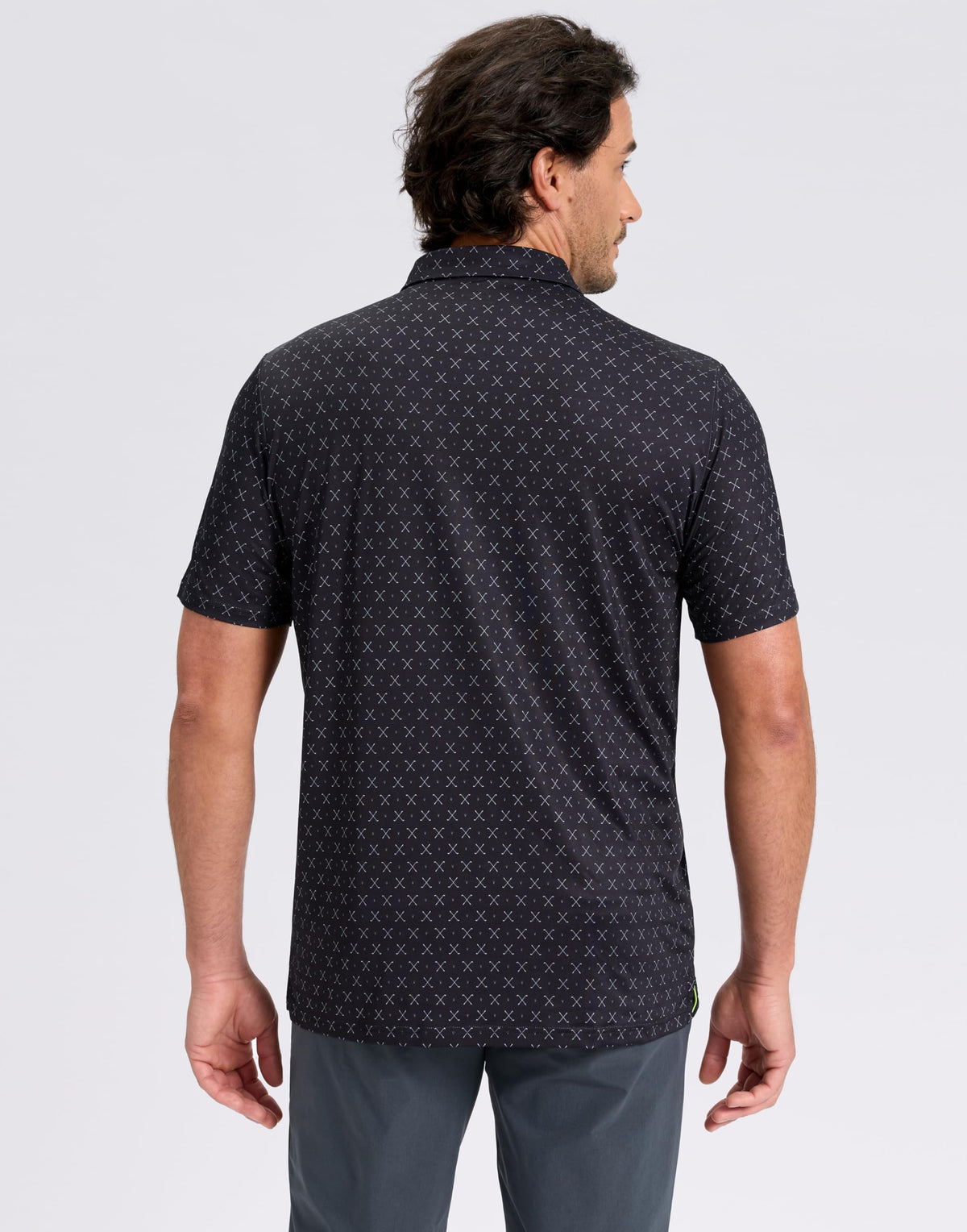 Obla Mens Golf Polo Shirts Short Sleeve Dry Fit Performance Moisture Wicking Casual Print Collared Golf Shirts for Men (Black Golf Clubs_XXL)