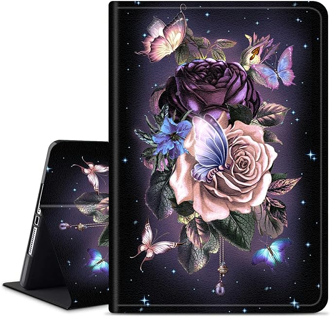 for Samsung Galaxy Tab E 9.6 Inch 2015 (SM-T560/T561/T565/T567) Kickstand Case PU Leather Multiple Viewing Angles Stand Smart Cover for Galaxy Tab E 2015 2 Roses