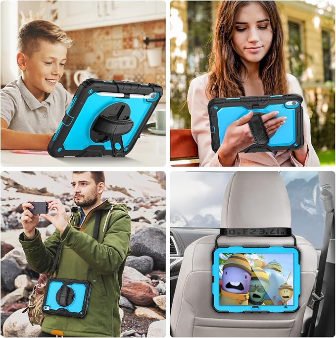 Case Compatible with iPad (A16) 11th 2025/10th Gen 2022 | Built-in Screen Protector Pen Holder Heavy Duty Shockproof Rugged Protective Case W/Handle Shoulder Strap