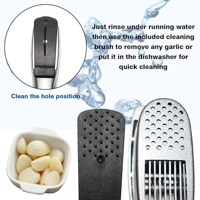 2-in-1 Garlic Press and Slicer, Handle Kitchen Tool for Home Cooking