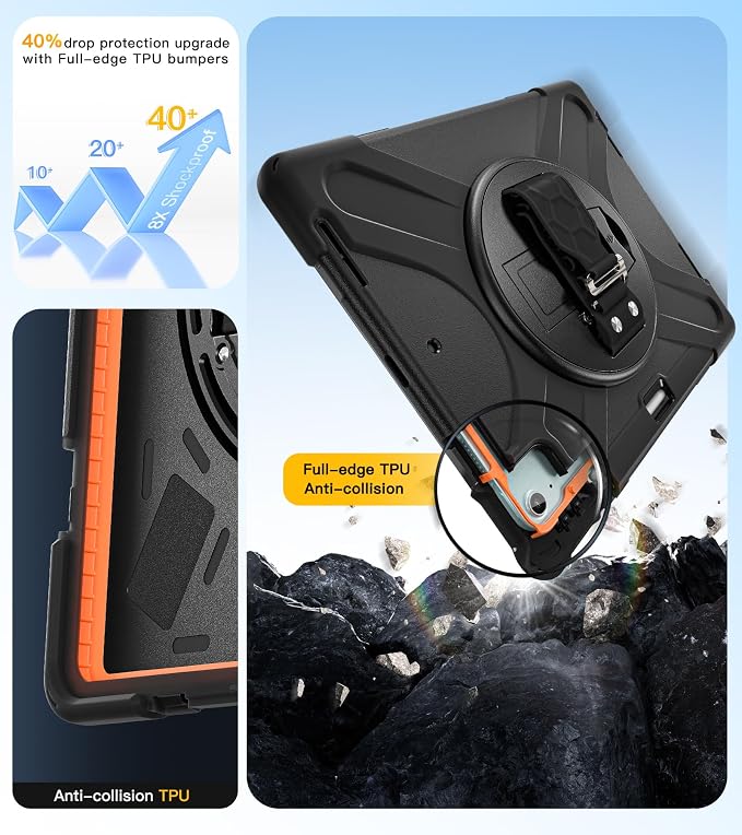 BRAECN Case for iPad Air 11 inch 2026(M4) 2025(M3) 2024(M2)iPad Pro 11 inch(4th/3rd/2nd/1st)&amp Air 10.9(5th/4th) Protective with Pencil Holder Screen Protector 360°Rotating Stand Handle Full Body