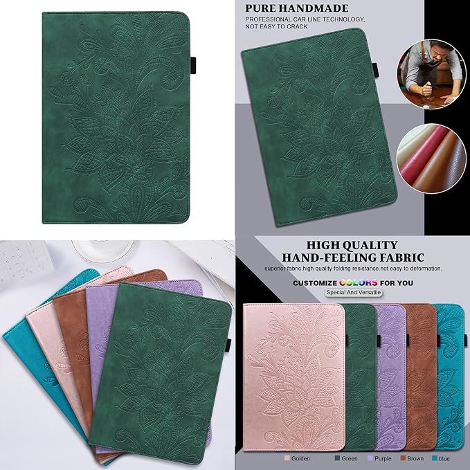 for Kindle Fire HD 8 Tablet (only Fits 10th Generation) &amp Fire HD 8 Plus 8 Case 2020 with Stand/Pencil Holder/Card Pocket/Elastic Band Embossed PU Leather Floral Cover Brown Peacock Flower