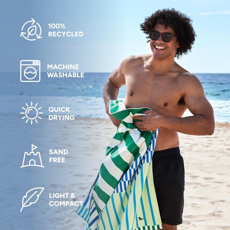 Dock & Bay Beach Towel - Quick Dry, Sand Free - Compact, Lightweight - 100% Recycled - Includes Bag - Blueberry Spritz - Extra Large (200x90cm, 78x35)