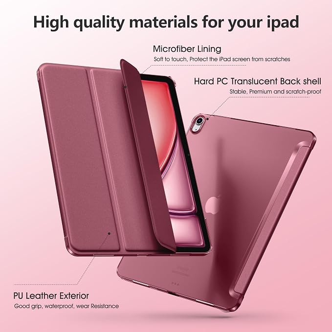for iPad Air 13 Inch Case M4/M3/M2(2026/2025/2024) Lavender | Slim Trifold Stand Protective Cover with Translucent Hard Back for iPad Air 13 Case Support Touch ID Auto Wake/Sleep